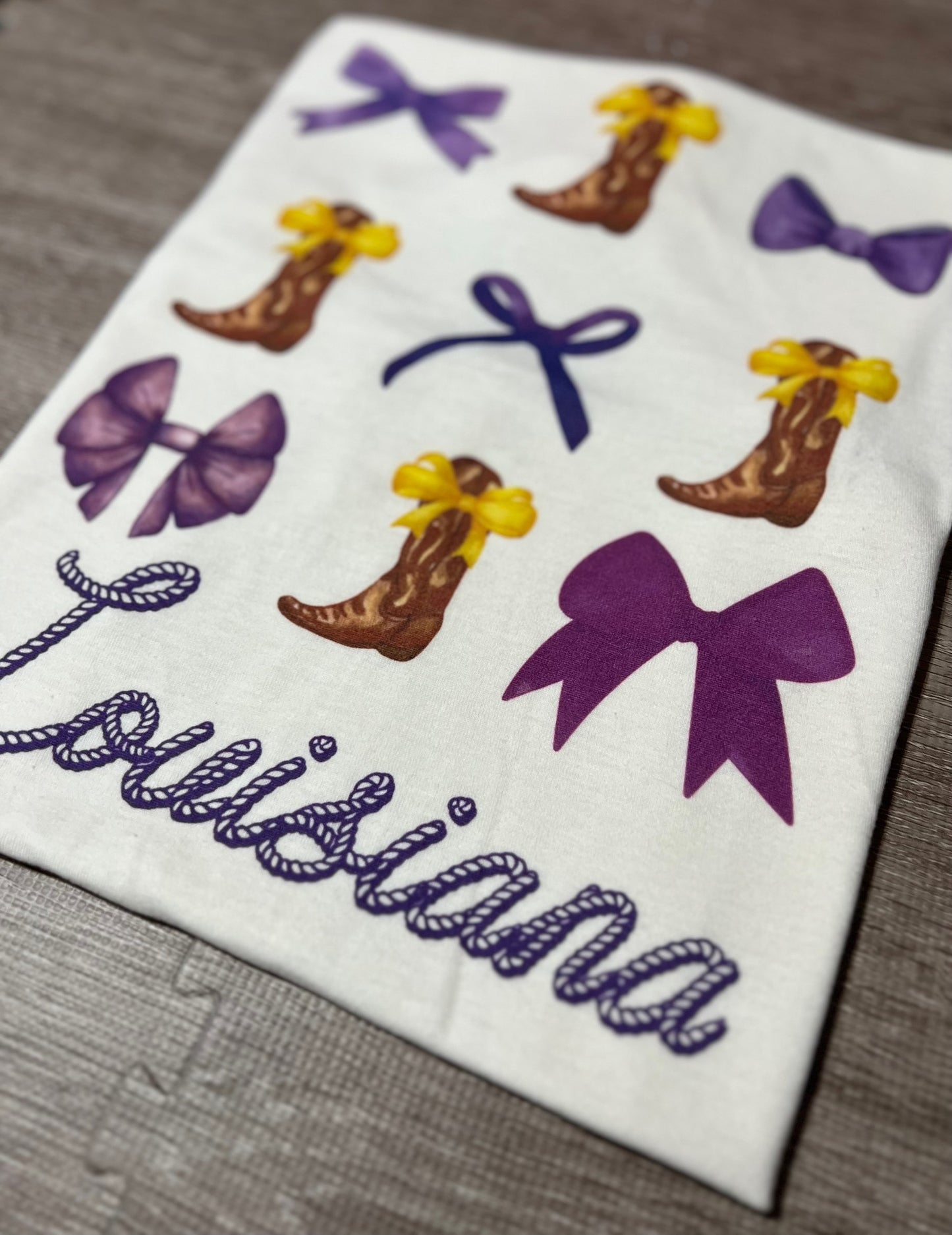 LSU Louisiana Bows and Boots t-shirt