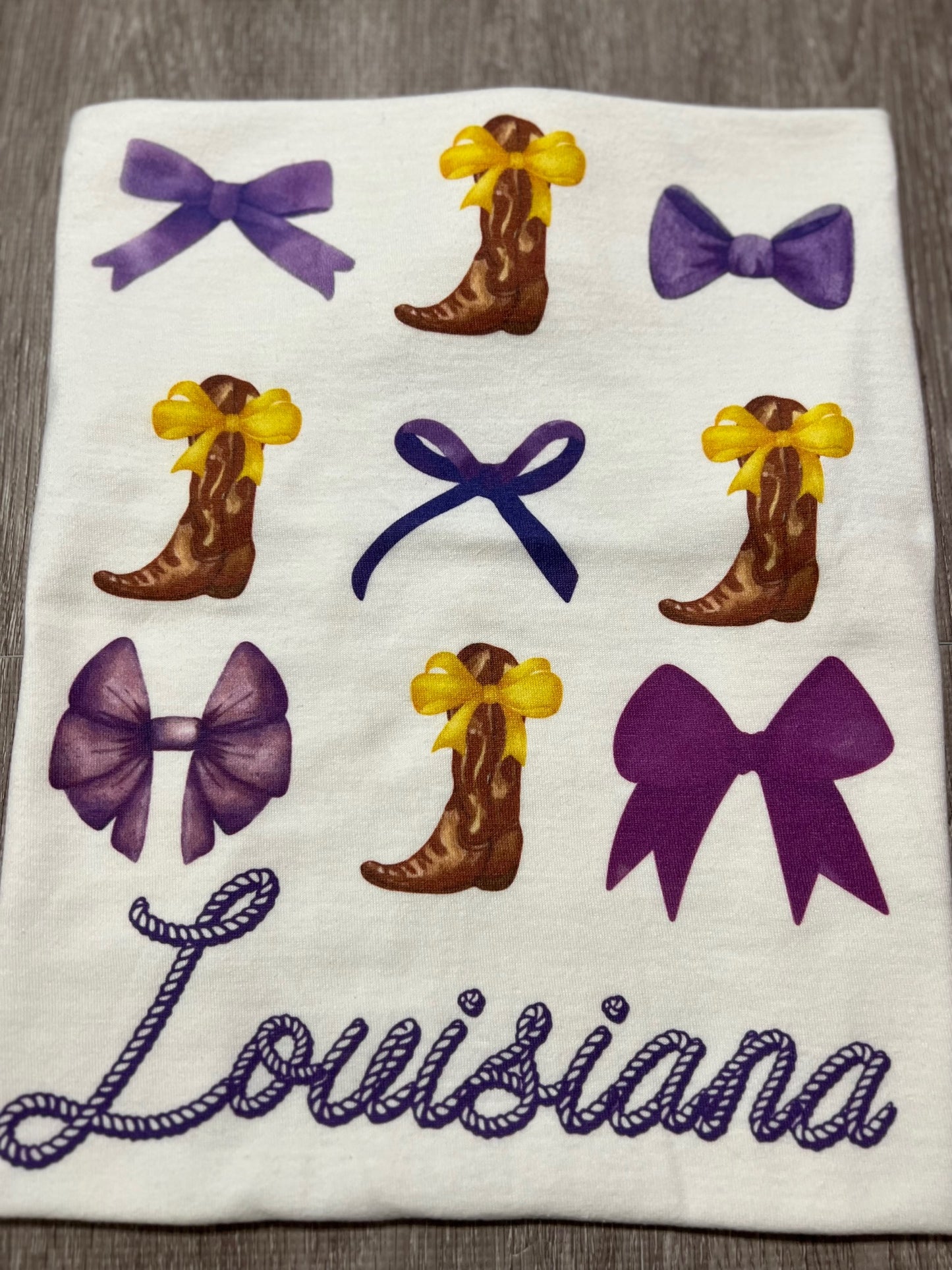 LSU Louisiana Bows and Boots t-shirt