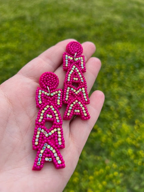 MAMA Beaded earrings/Hot pink