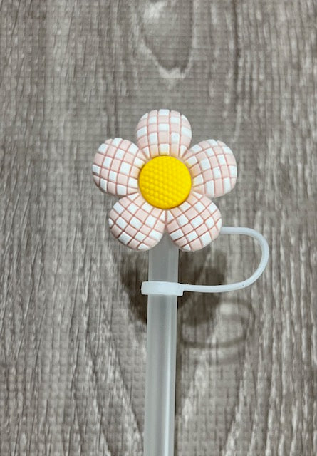 Checkered Flower Straw toppers