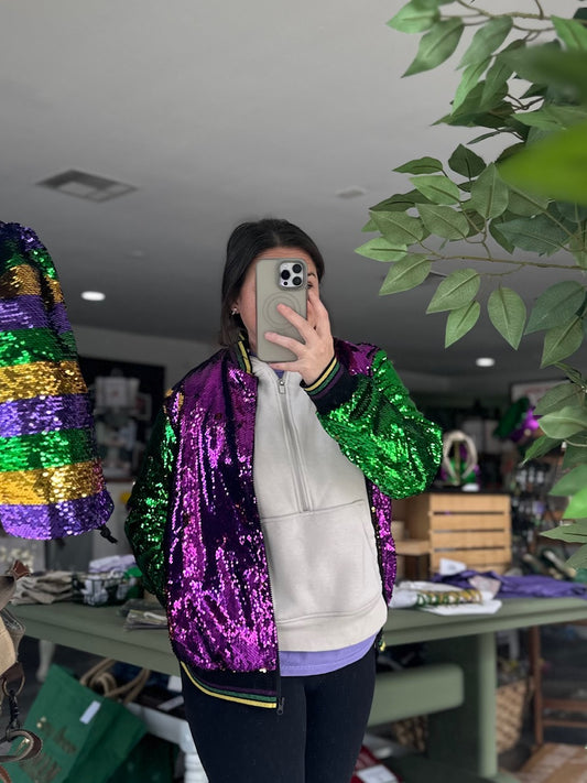 Mardi Gras Sequin Jackets with Pockets