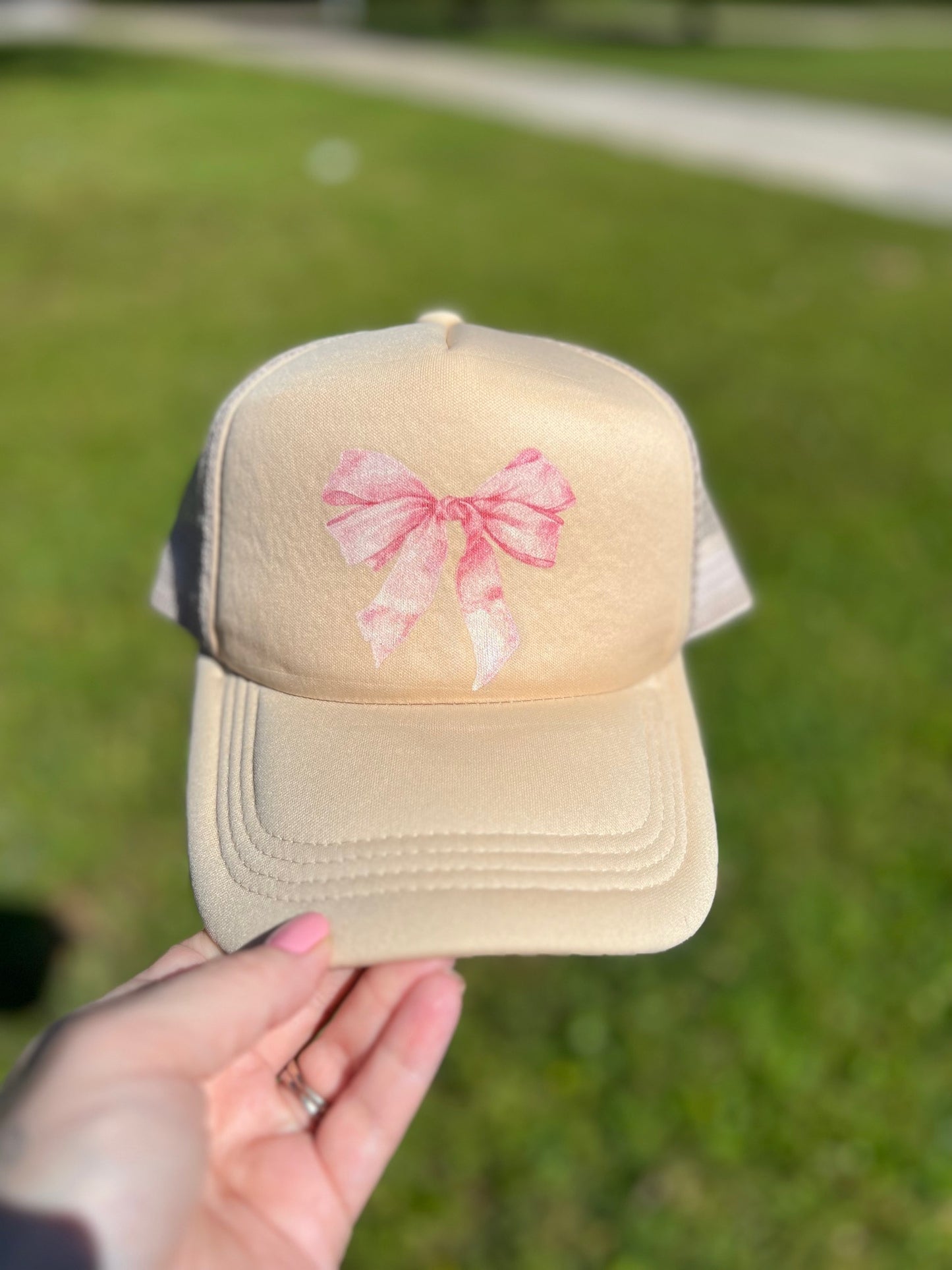 Pink Bow Printed Trucker Hat