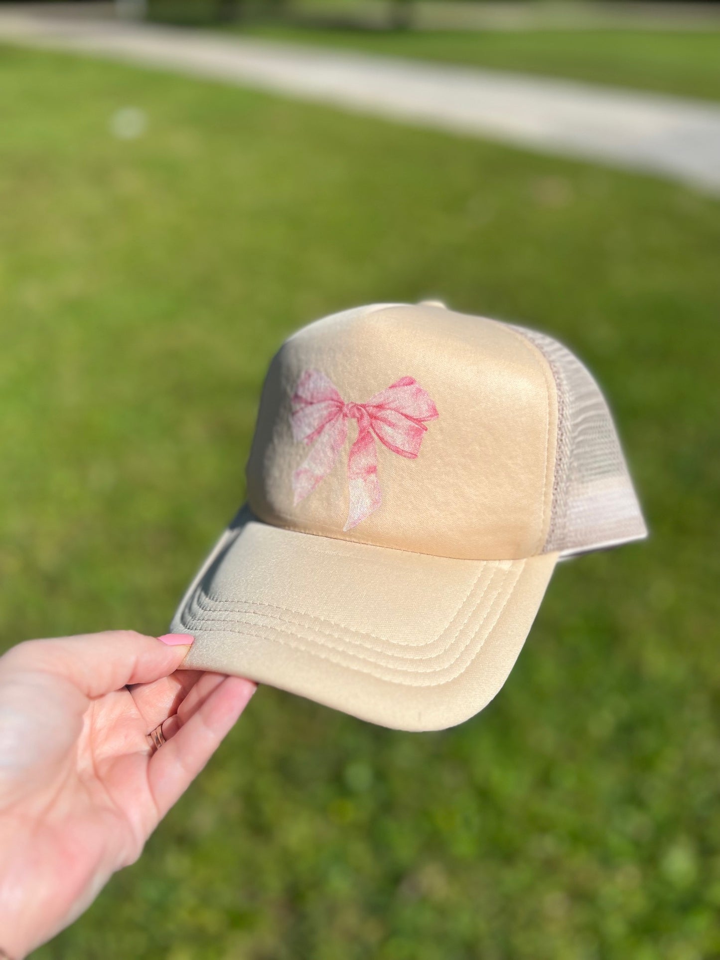 Pink Bow Printed Trucker Hat