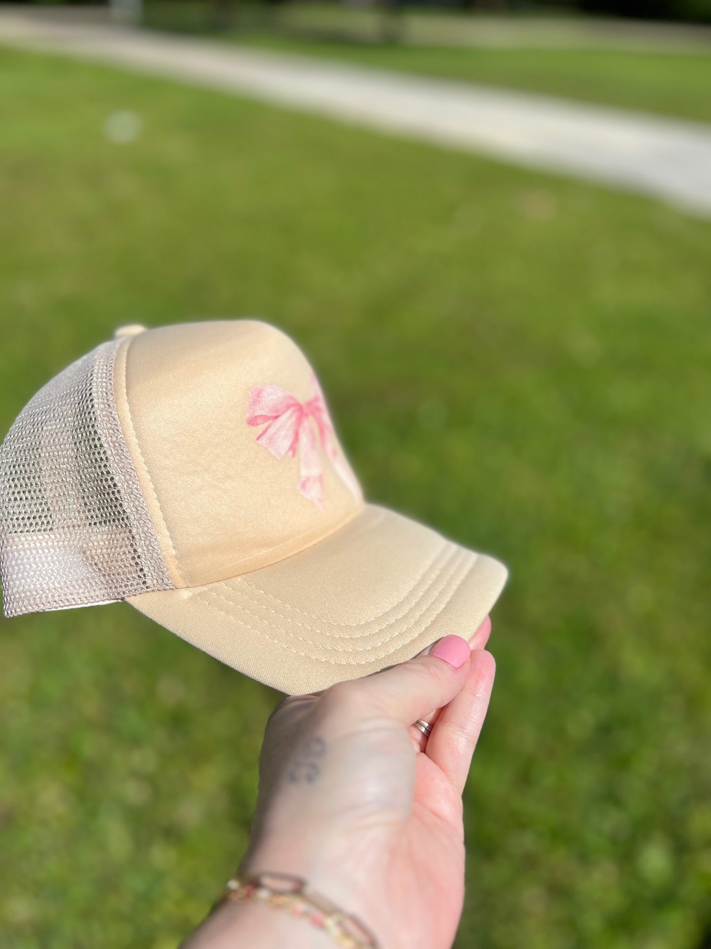 Pink Bow Printed Trucker Hat