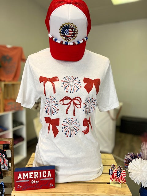 Red. White and Blue Bows and Fireworks t-shirt – Buniquedesigns