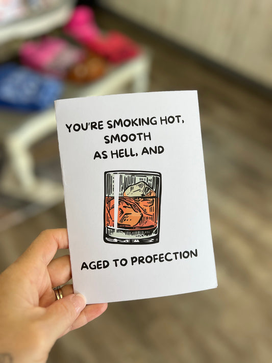 Aged to Profection Birthday card | Humor | Bourbon