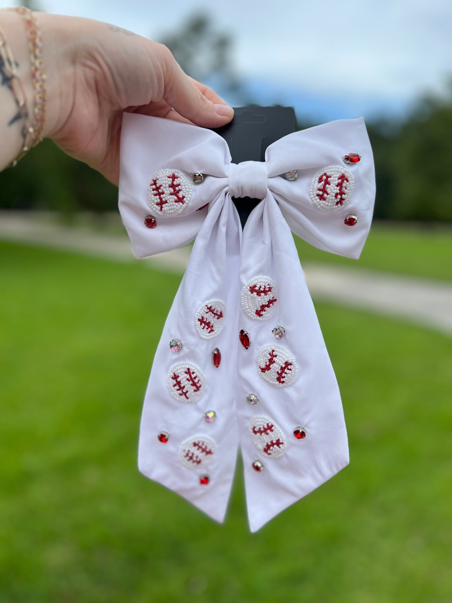 Baseball Hair bow | Barrette Clip