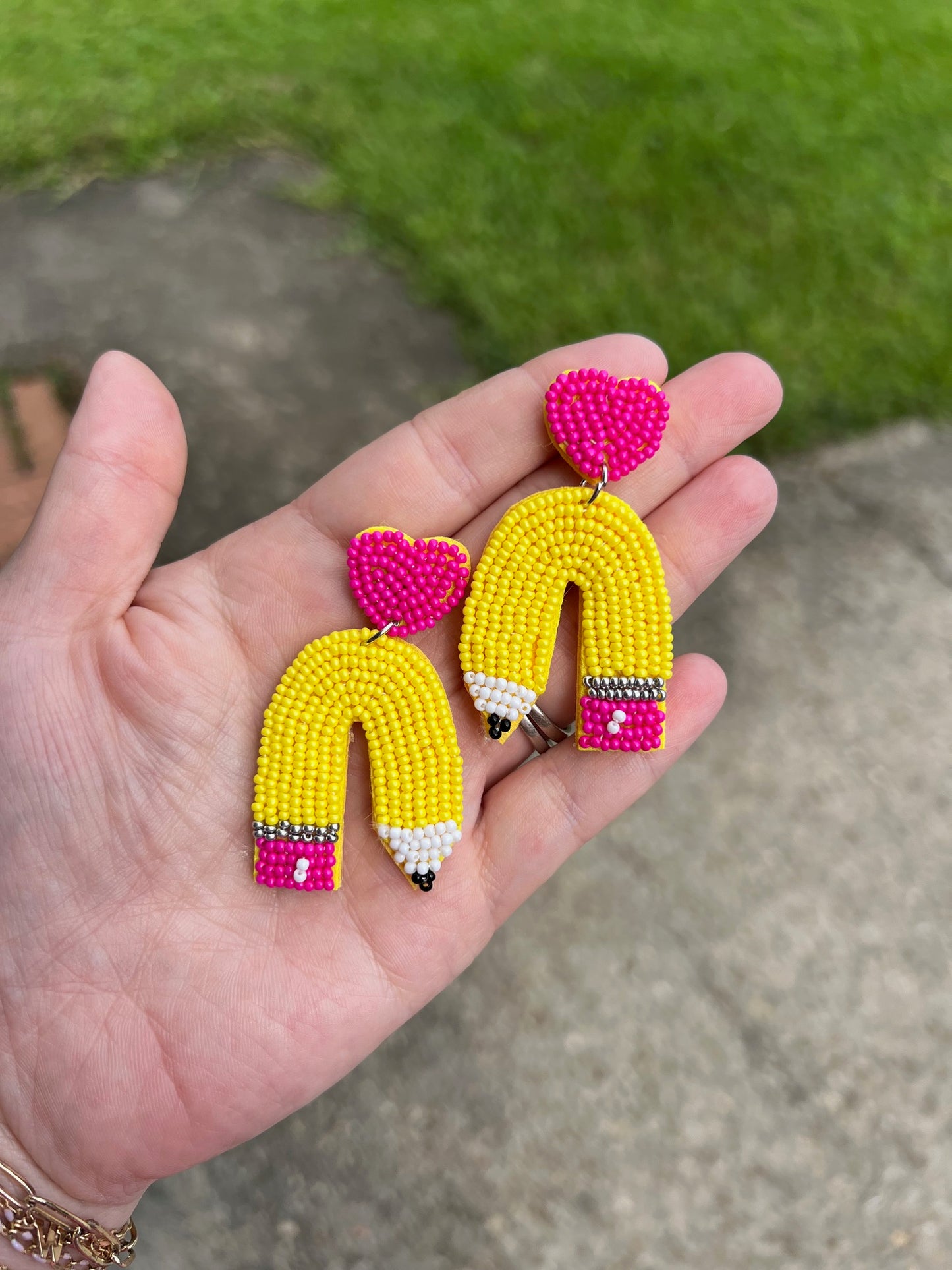 Seed Bead Pencil rainbow earrings