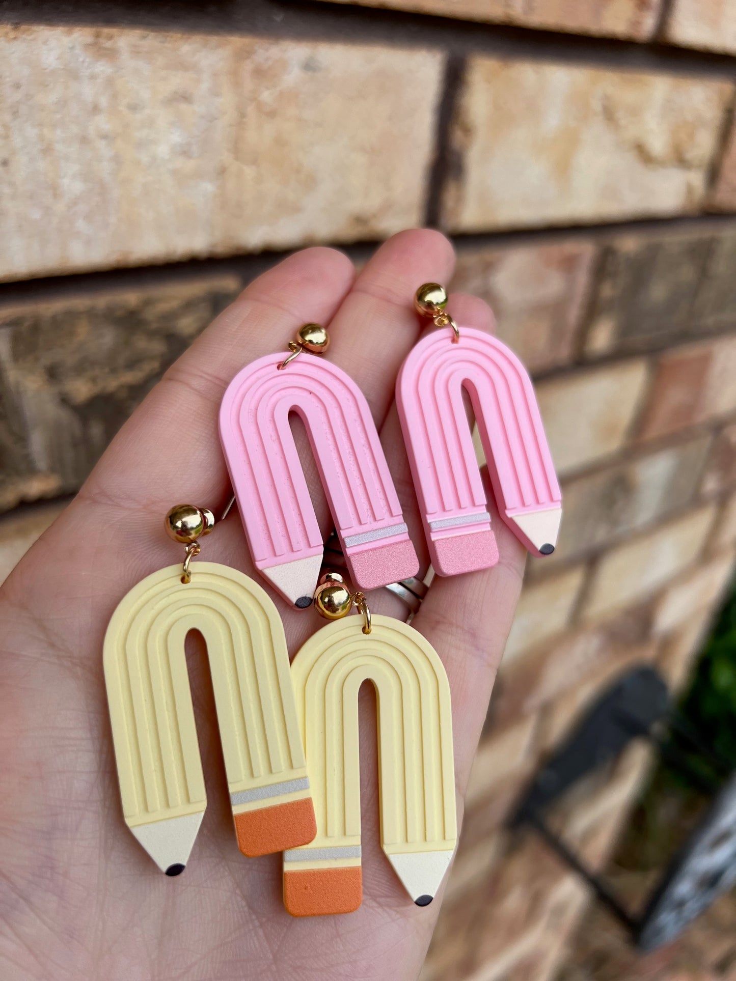 Pencil rainbow acrylic earrings