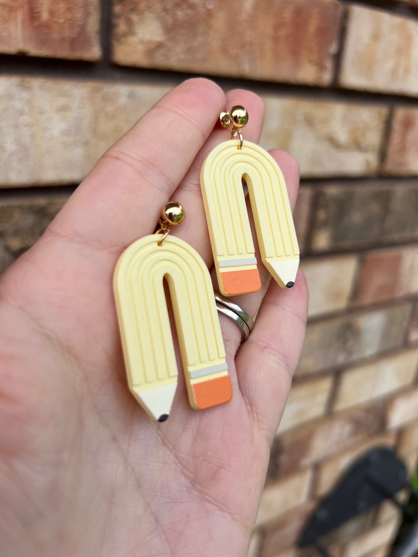 Pencil rainbow acrylic earrings