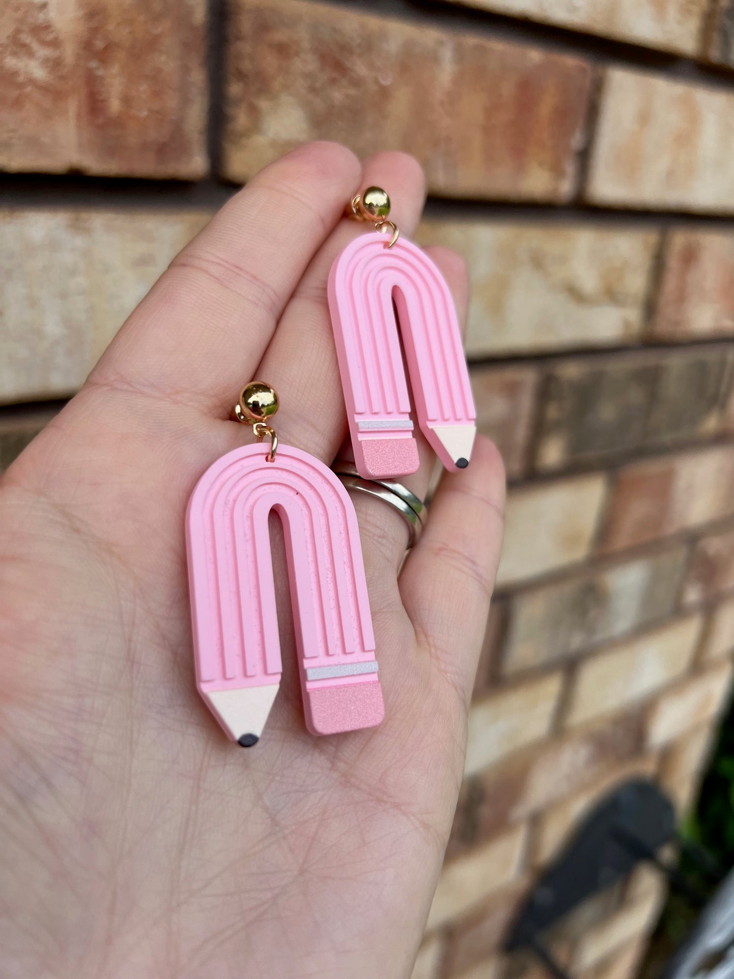 Pencil rainbow acrylic earrings