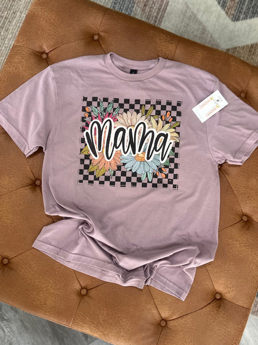 MAMA Checkered Flower T-shirt