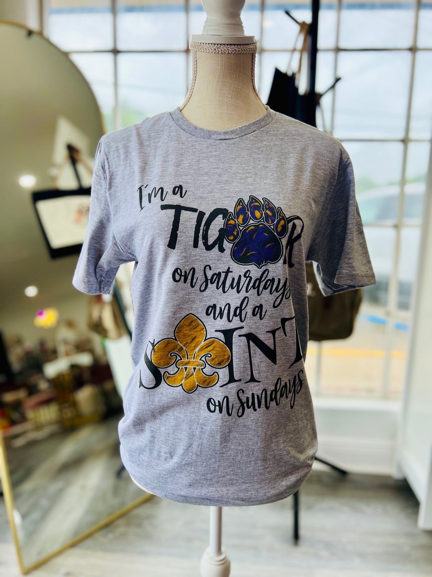 Tiger on Saturday Saint on Sunday T-shirt | Football | LSU | New Orleans