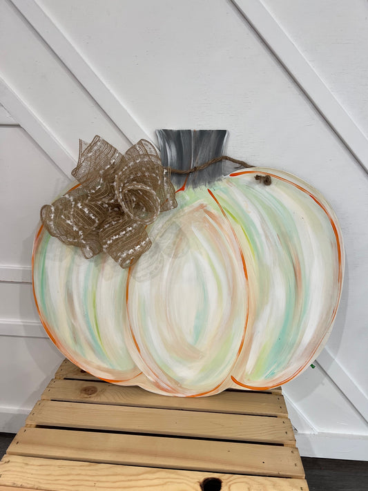 Multi Color Pumpkin wooden painted door hanger | Handmade | Fall