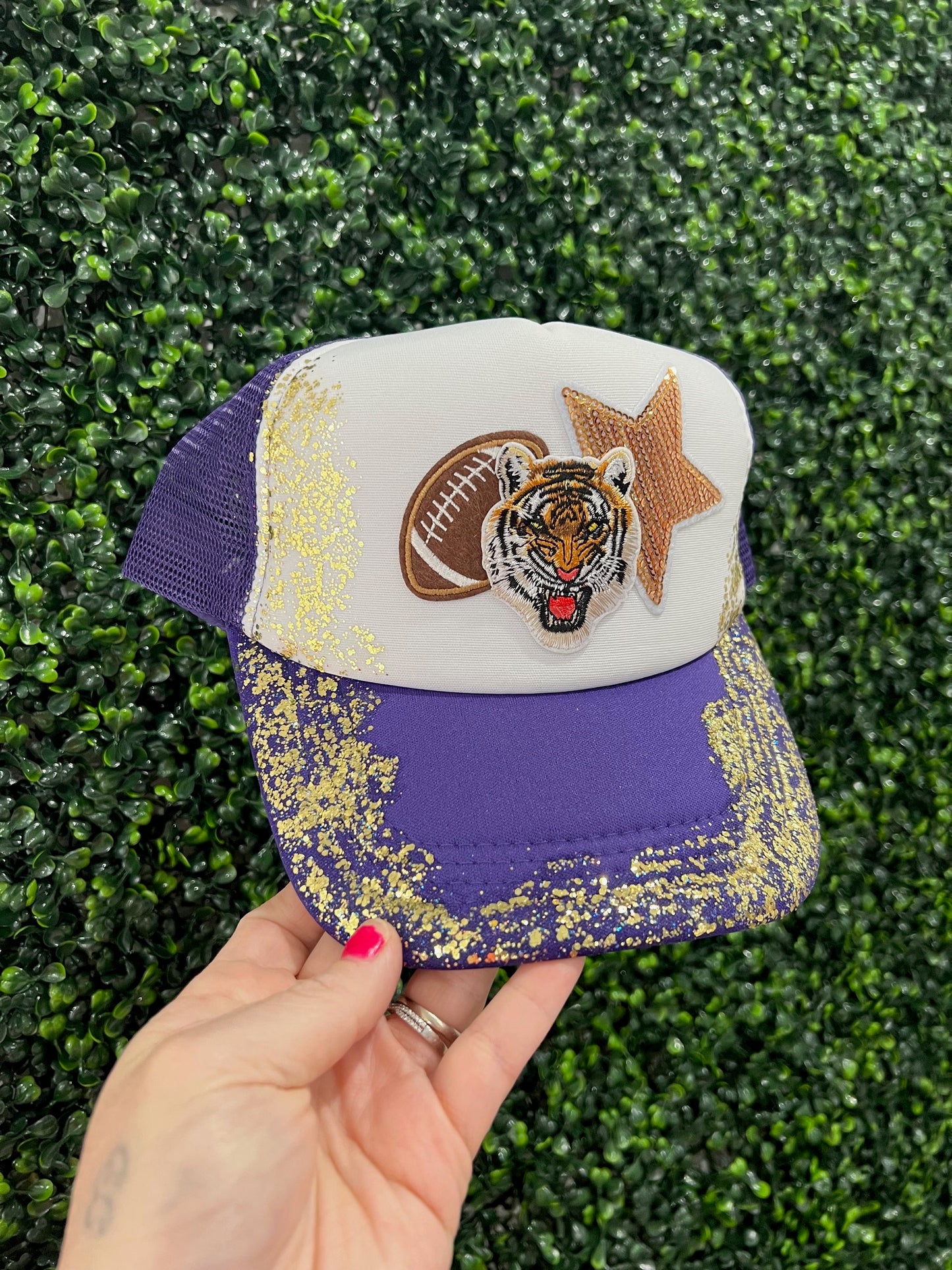 LSU Football glitter trucker hat | Tigers