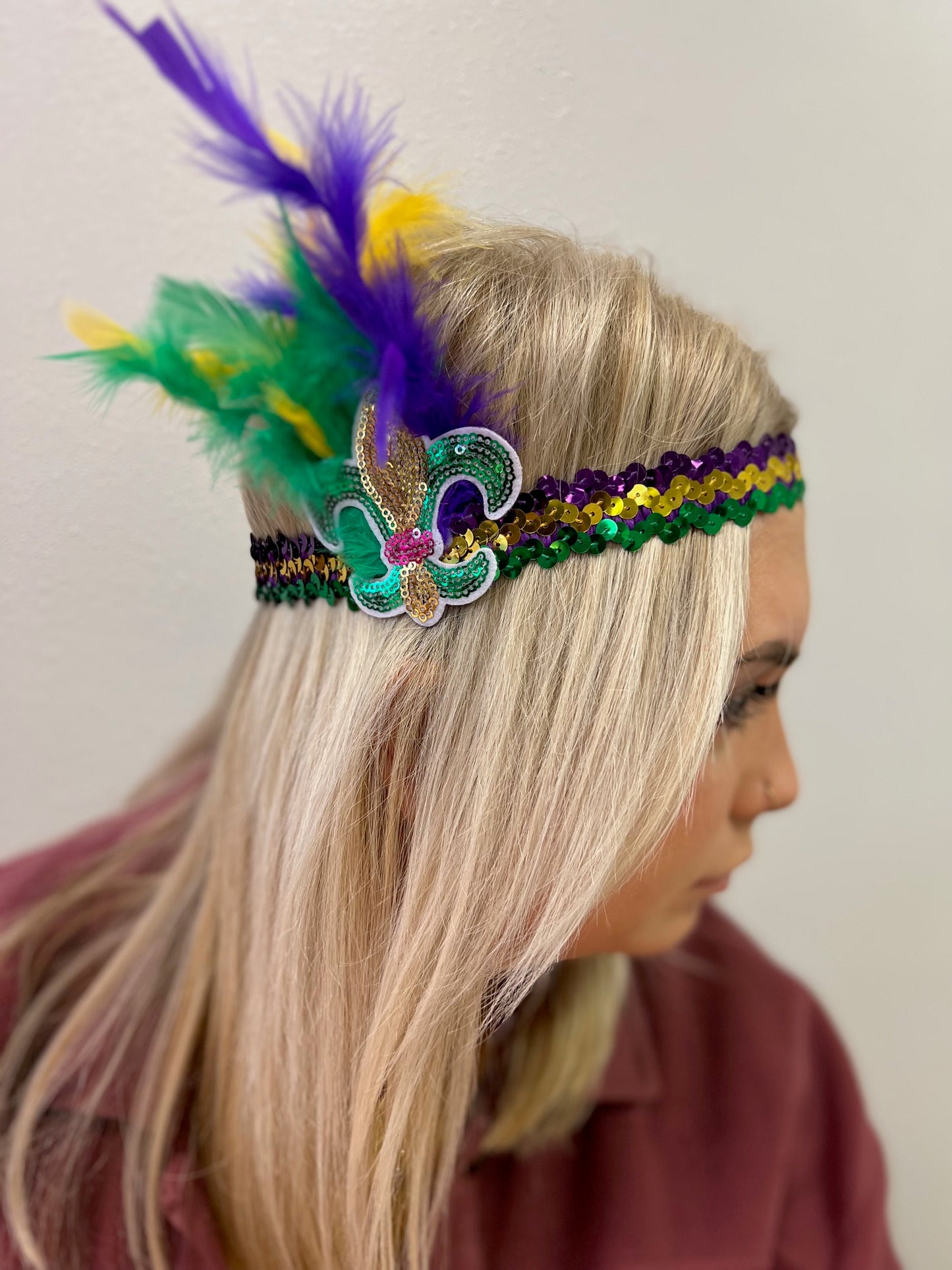 Mardin Gras feather headband