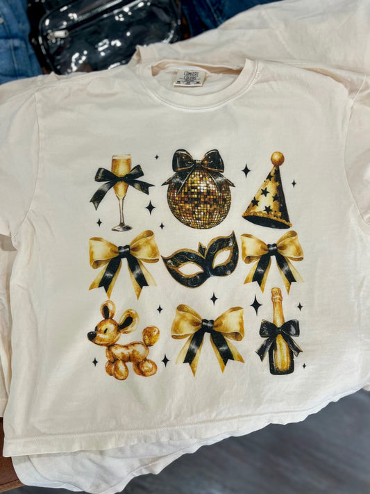 New Years Bows and Glitz t-shirt | CROP