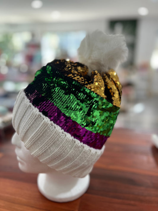 Mardi Gras Sequin Beanie