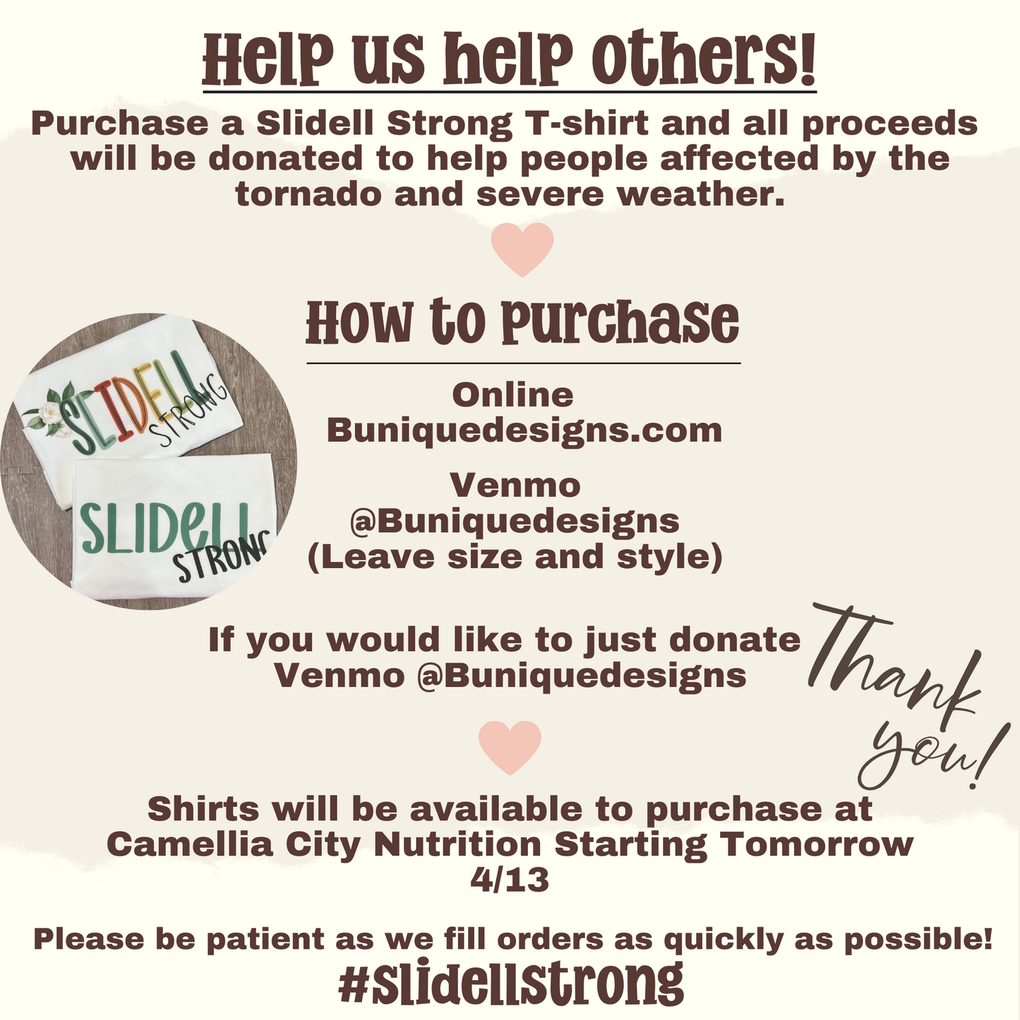 Slidell Strong Donation T-shirts