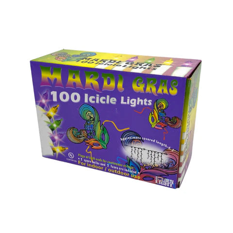 Mardi Gras icicle lights 6.5ft