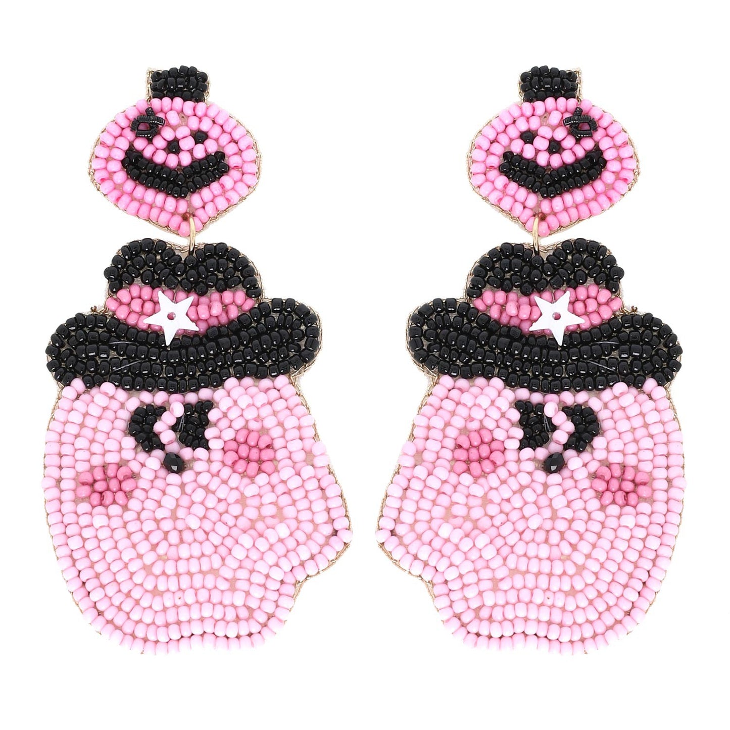 pink Halloween Western Ghost Earrings