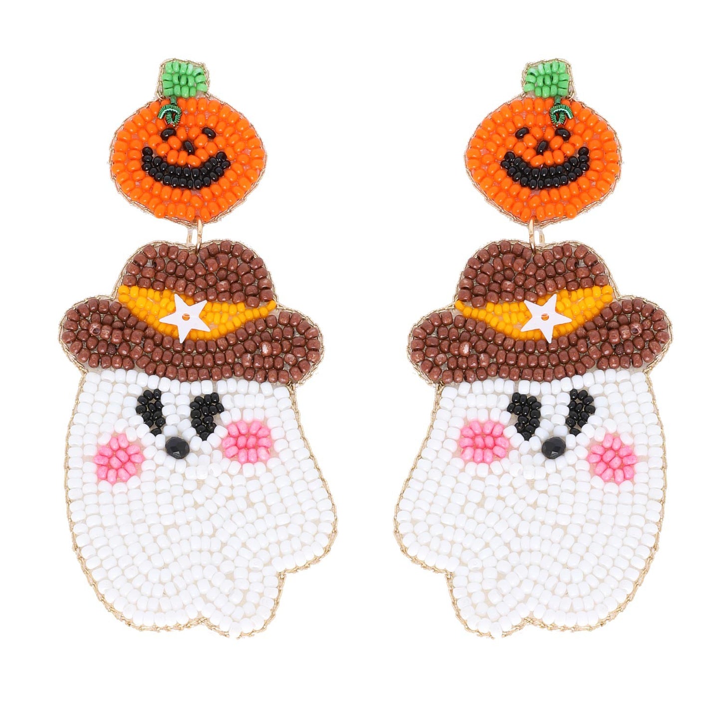 white Halloween Western Ghost Earrings