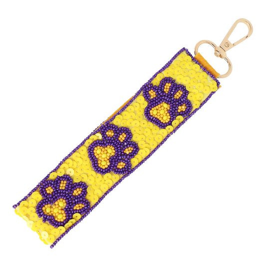 LSU Beaded keychain