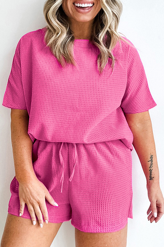 Pink Waffle Two Piece Set