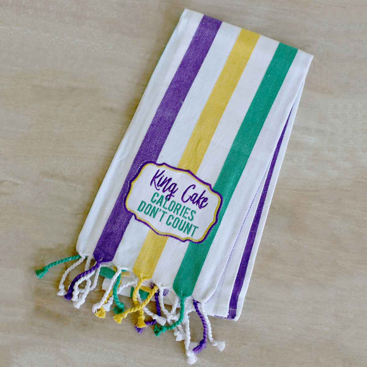 King Cake Stripe Hand Towel