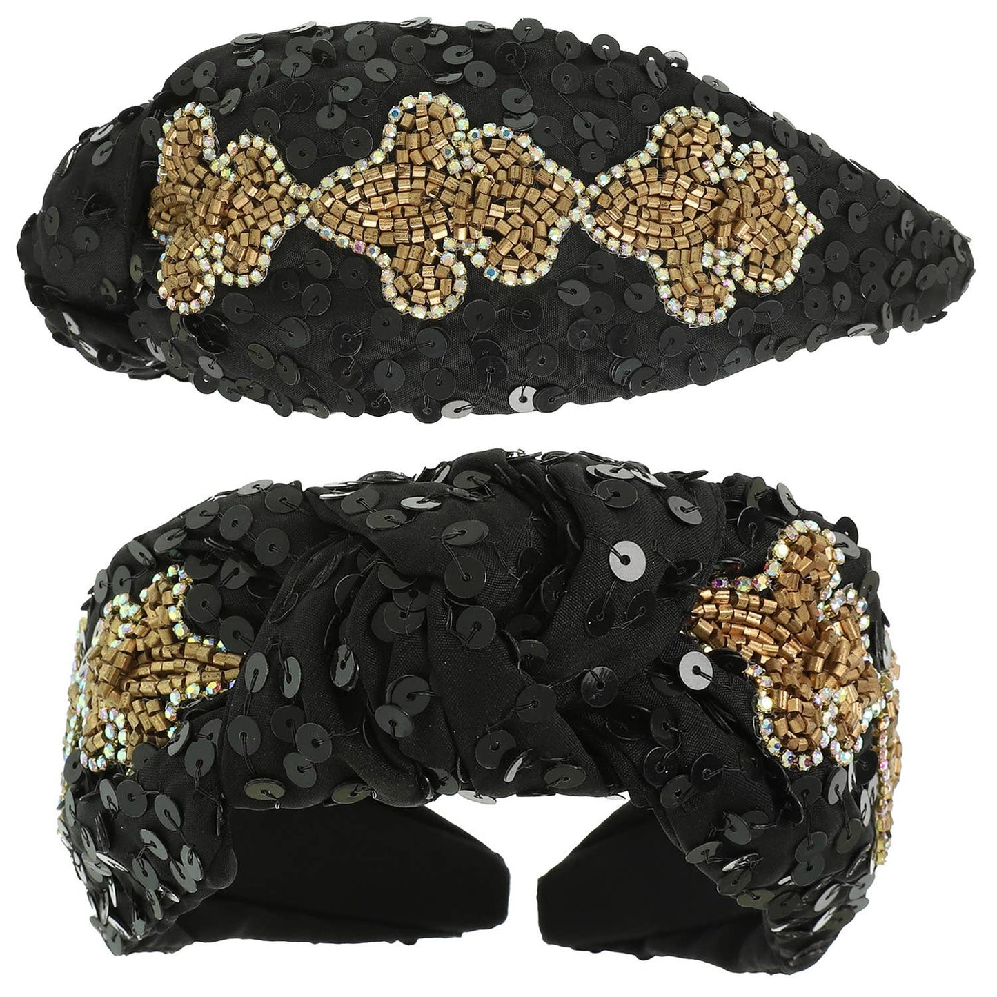 Mardi Gras Fleur Del Lis Top Knot Headband