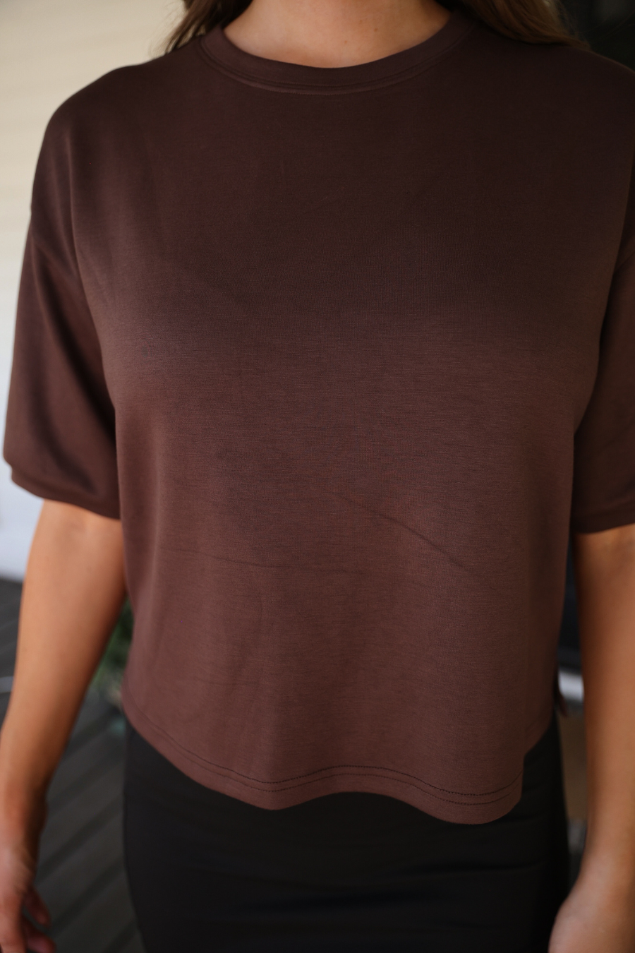 Casual Luxe Top- Chocolate