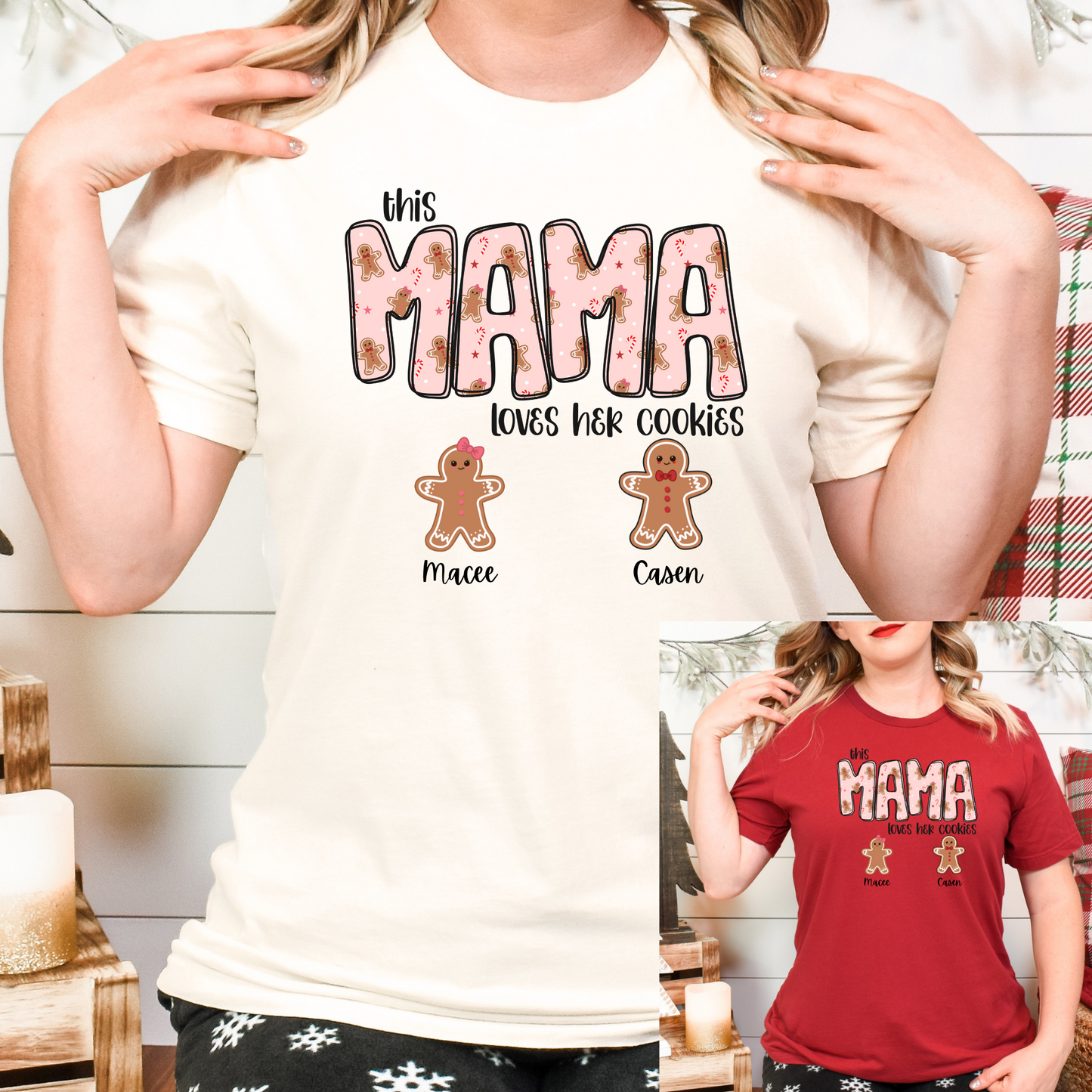 mama loves her cookies womans t-shirt tan