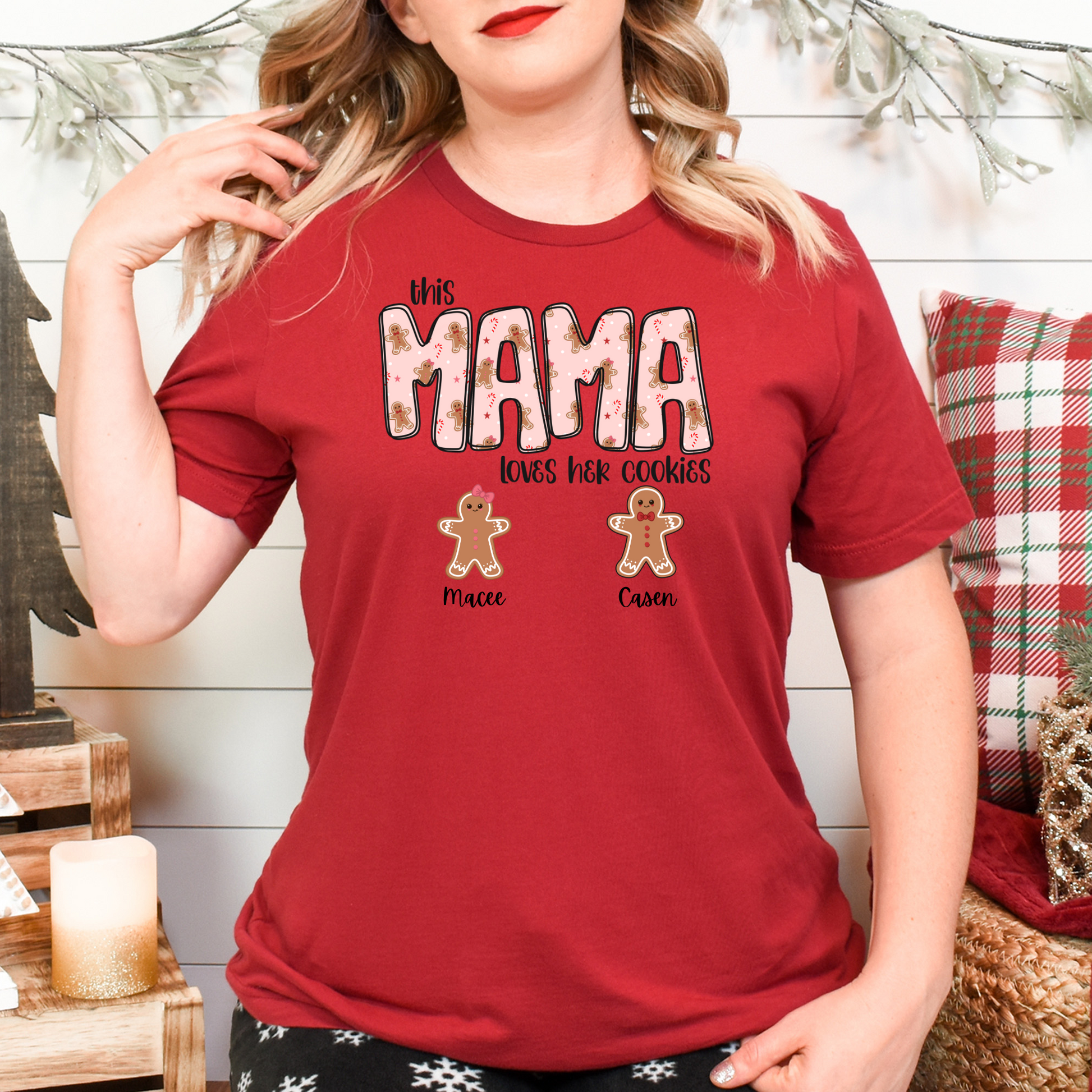 mama loves her cookies t-shirt red