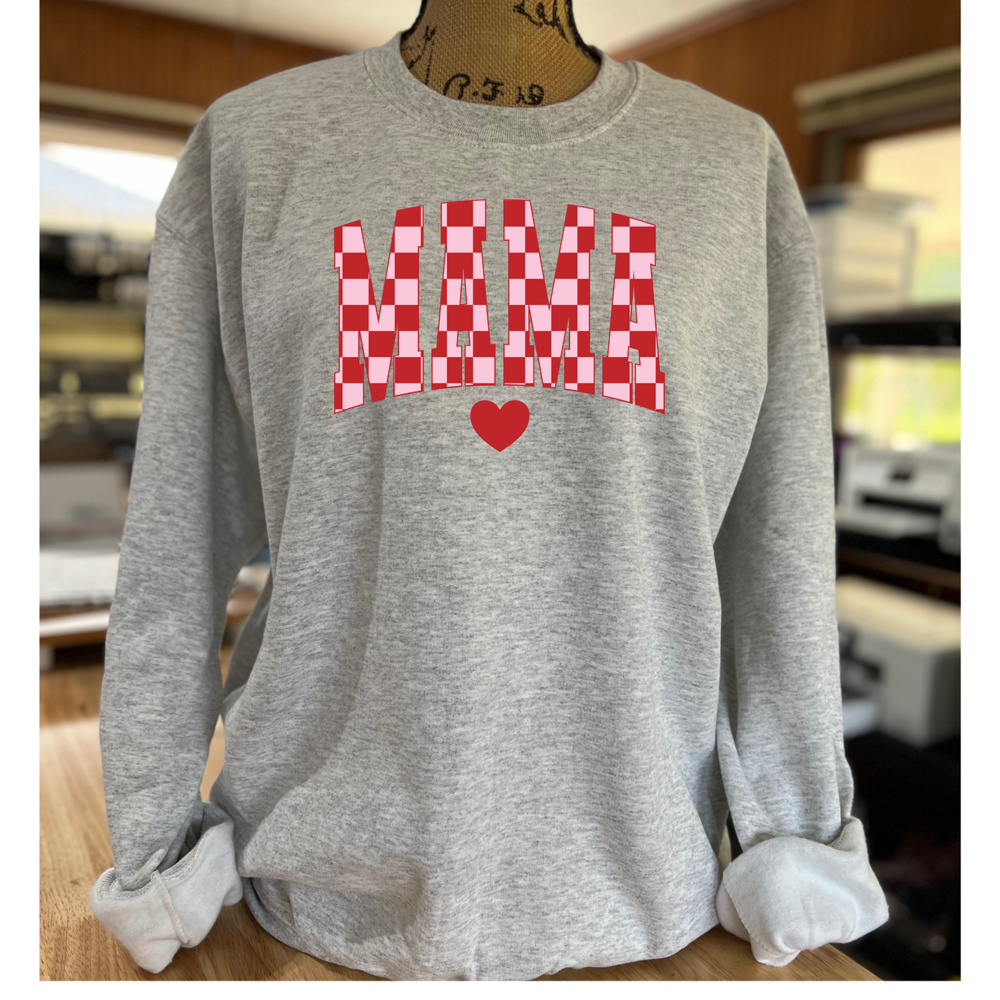 MAMA Checkered Heart Sweatshirt