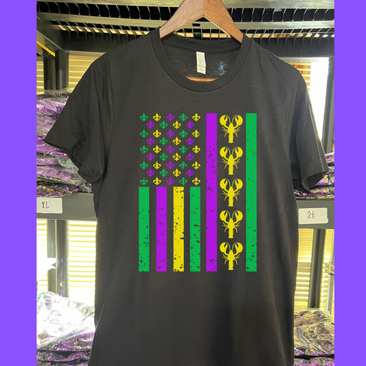 Mardi Gras Crawfish Flag t-shirt