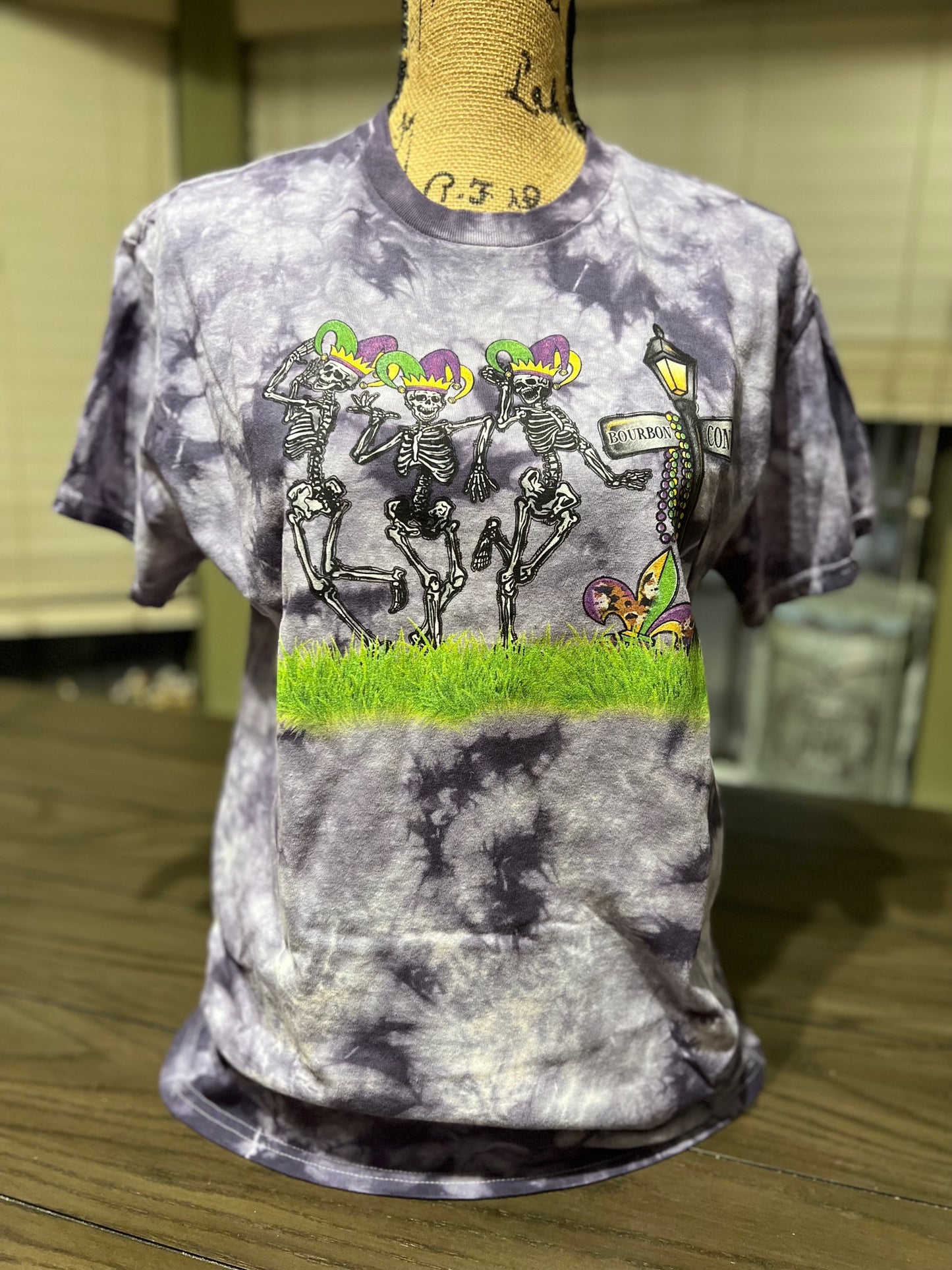 Mardi Gras Skeletons T-shirt/ Tie-Dye