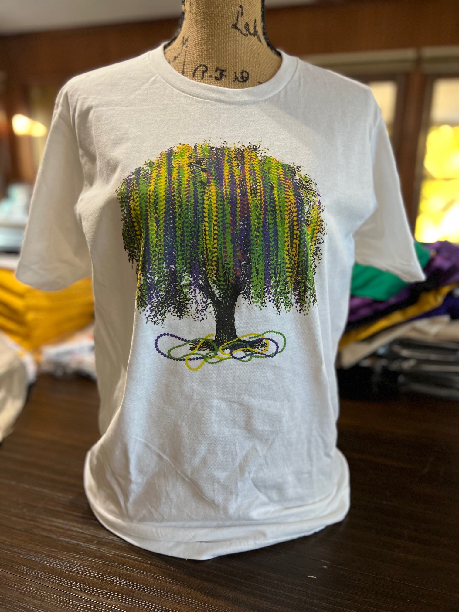 Mardi Gras bead tree t-shirt neworleans