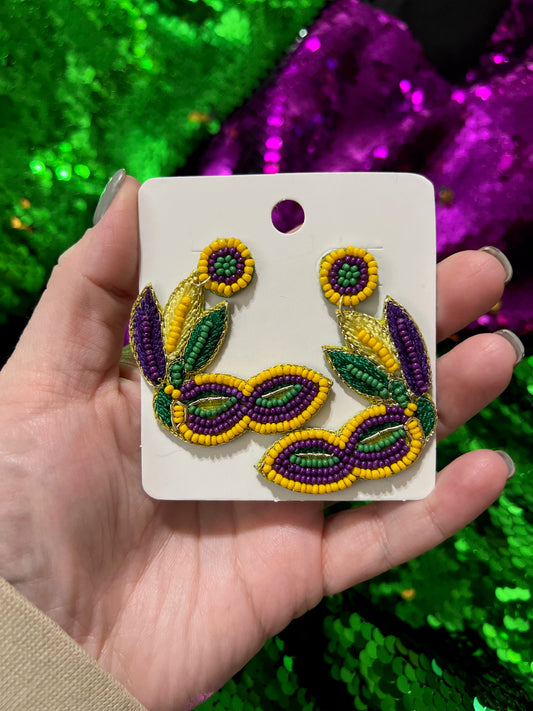 Mardi gras mask earrings