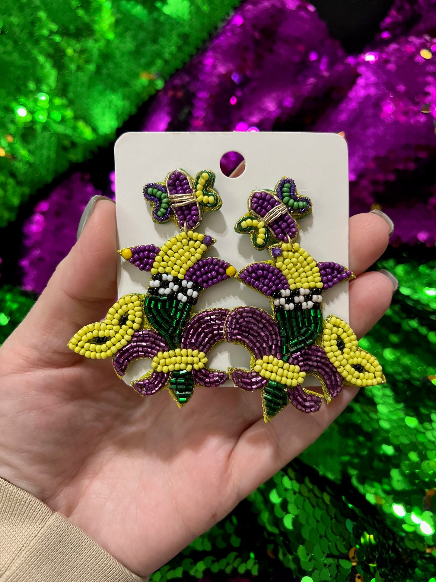 Mardi Gras Flur De Lis Mask earrings