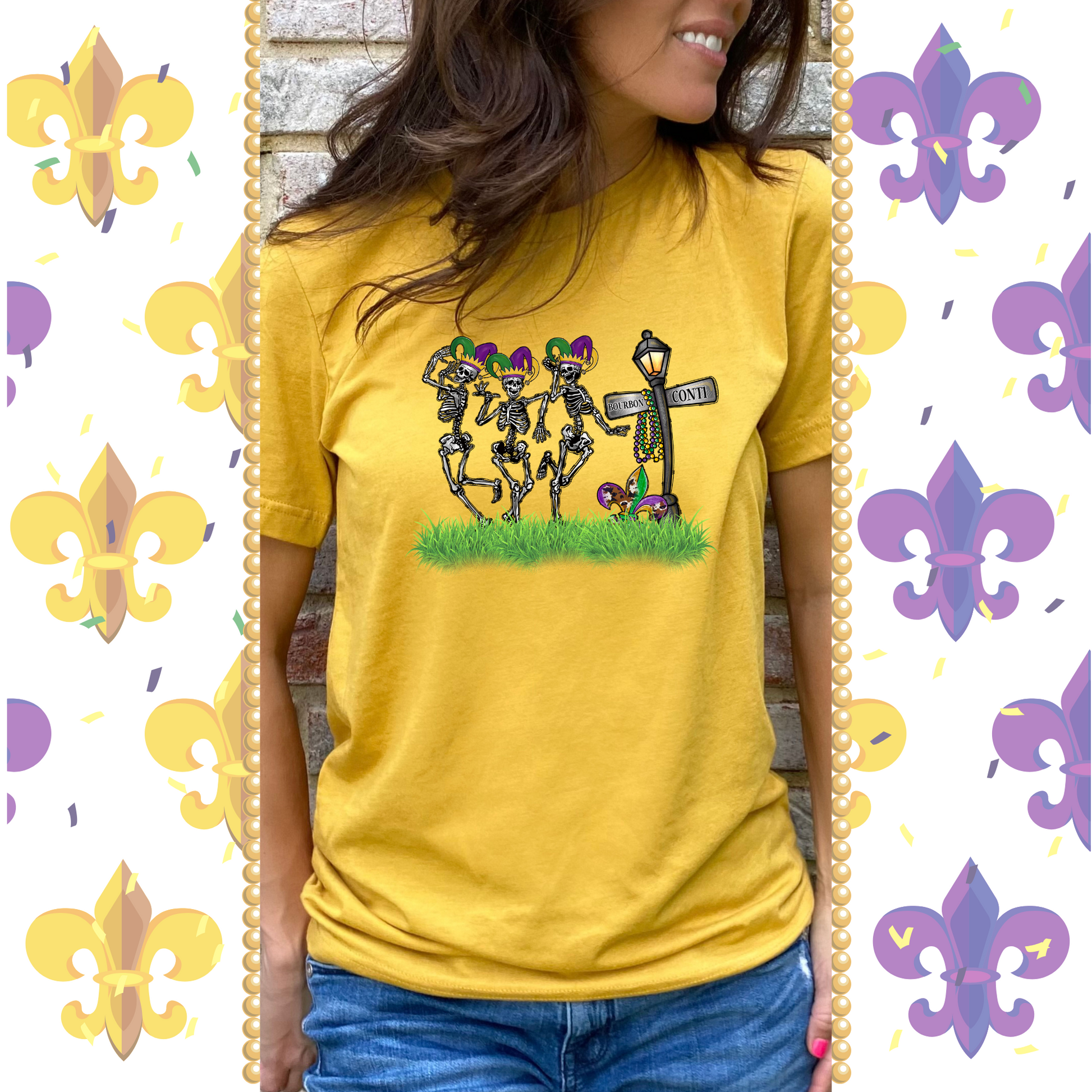 mardi gras skeleton t-shirt